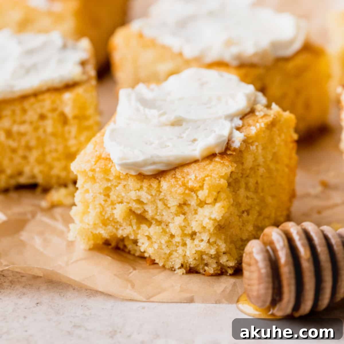 Buttery Honey Cornbread 1 featured 6796