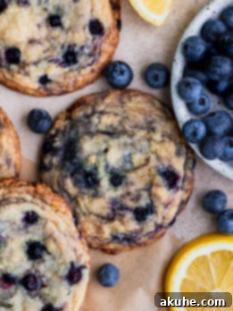 Top view of lemon blueberry cookies.