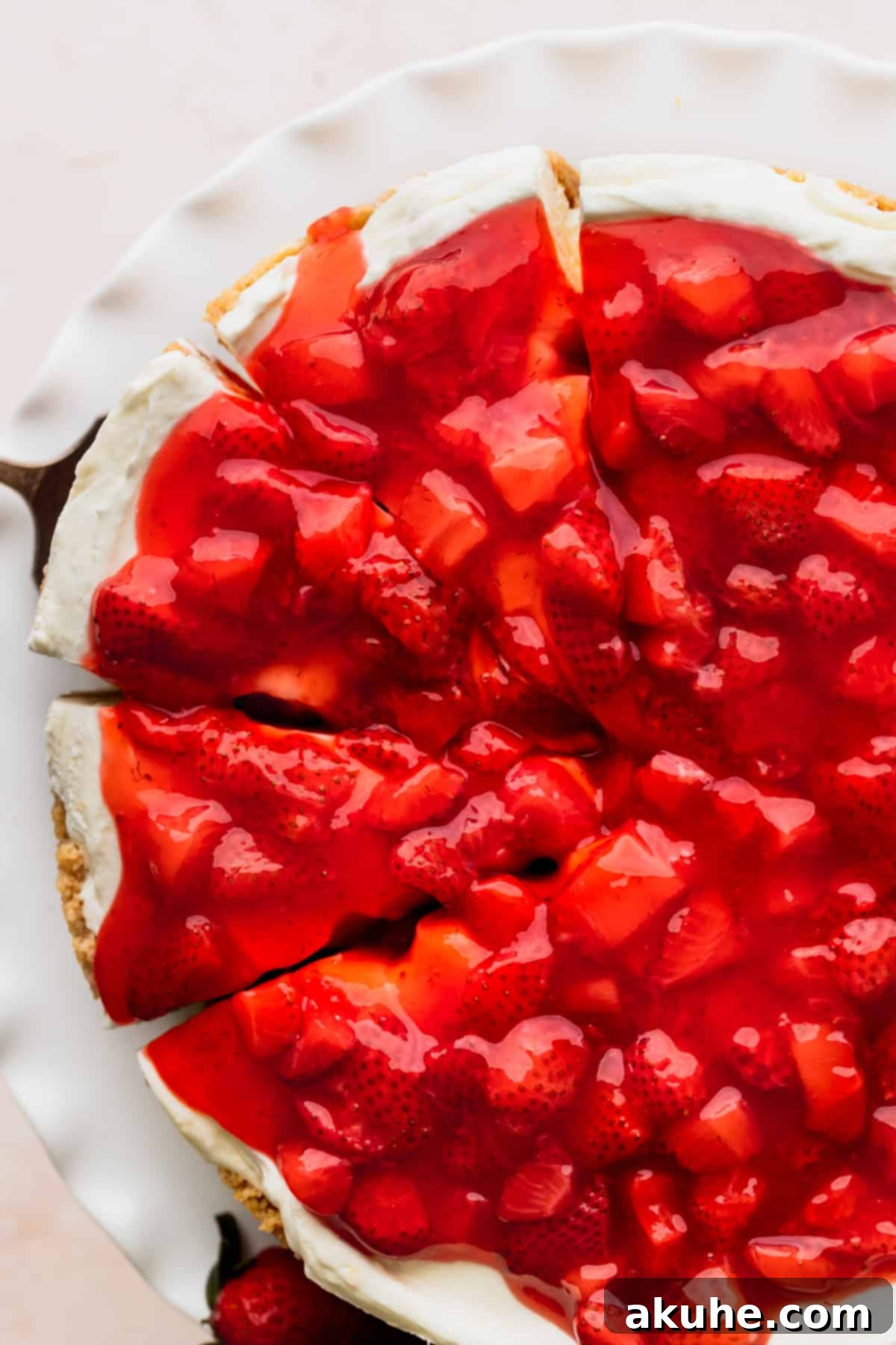 Top view of cheesecake with 3 slices