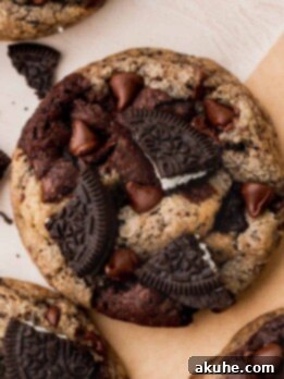 Ultimate Oreo Brookie Indulgence 14 Oreo brookie cookie on parchment paper.