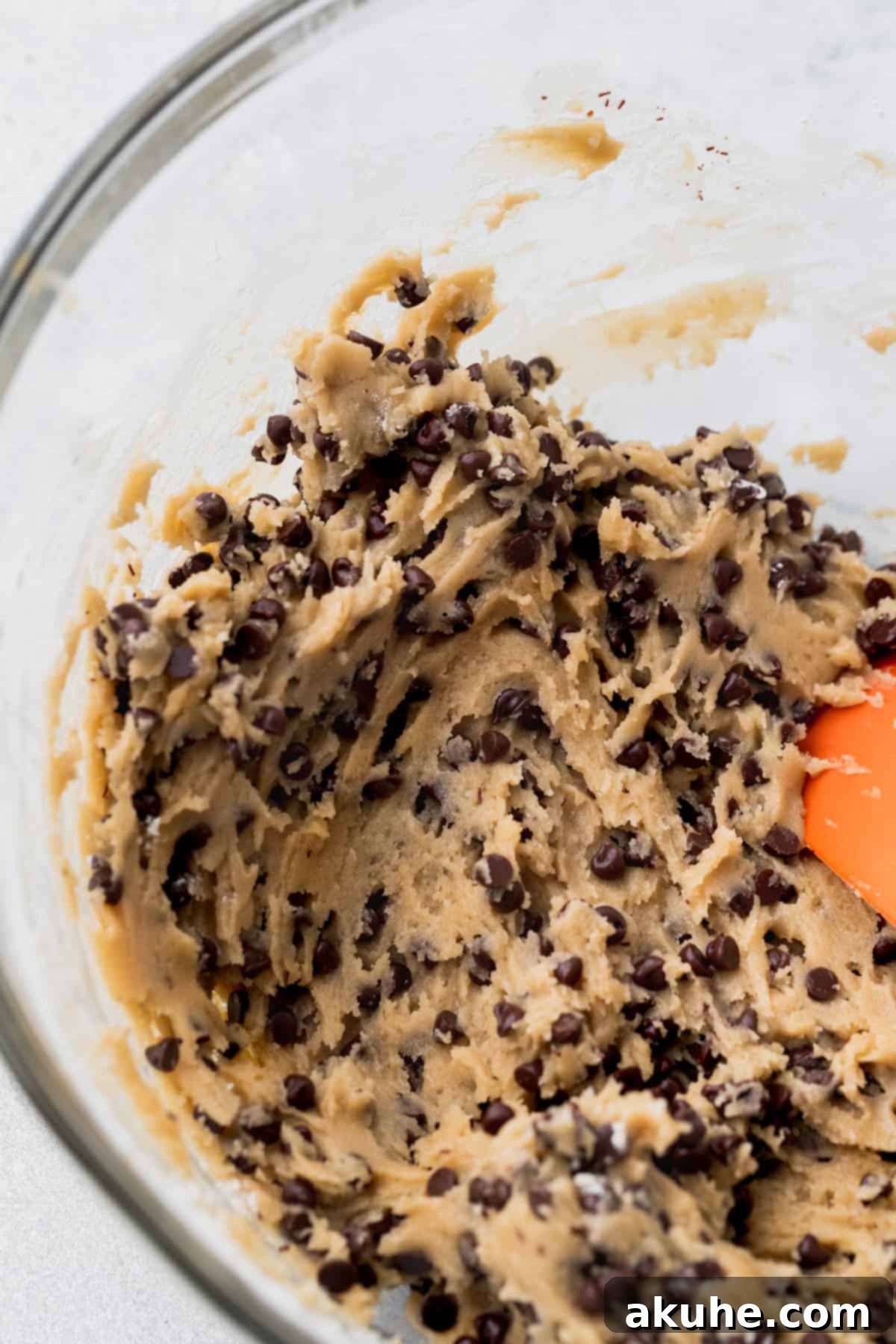 Decadent Cookie Sandwich 7 Finished cookie dough mixture in a glass bowl.