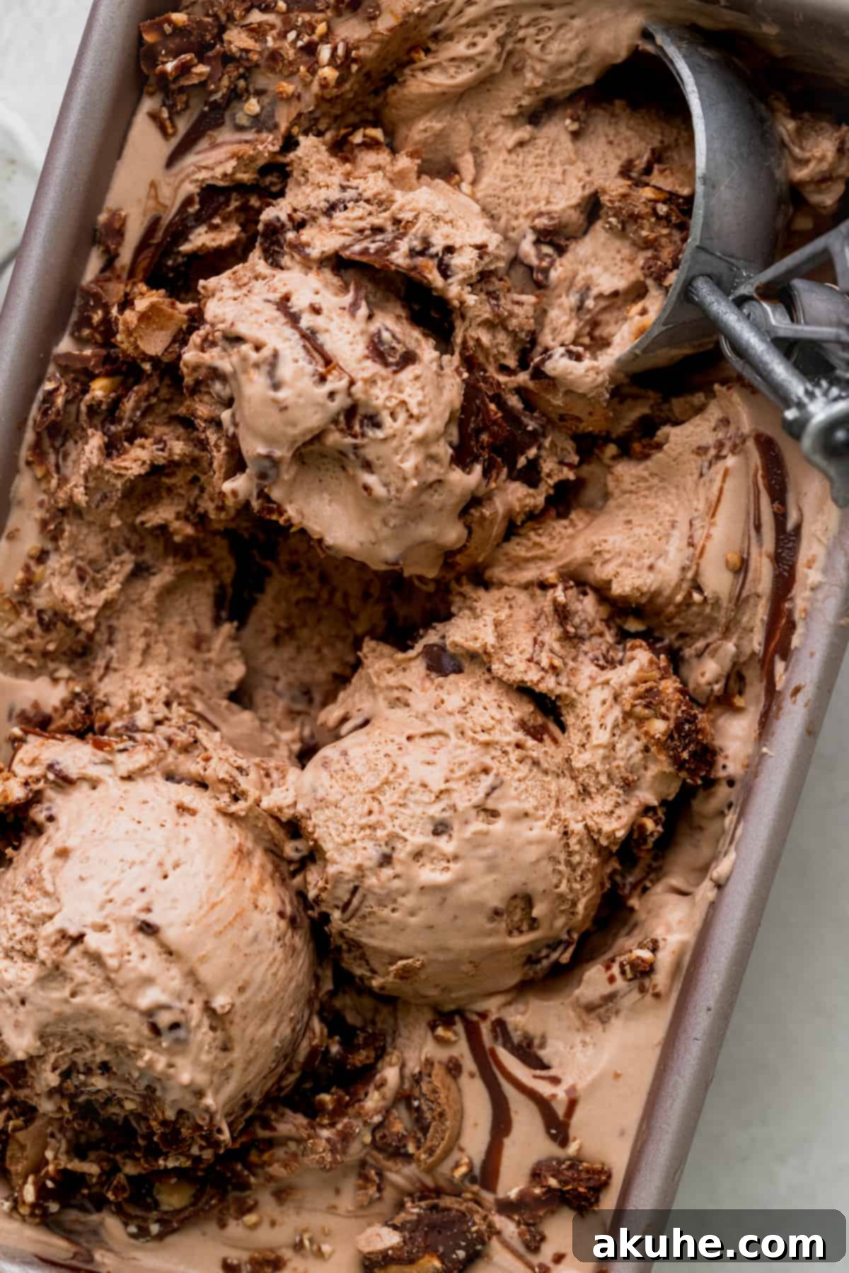 Close-up of the rich, smooth Nutella ice cream, highlighting its inviting texture.