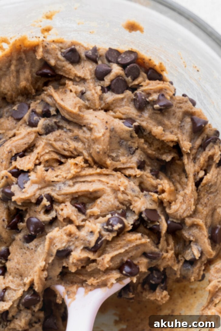 Java Delights 5 Cookie dough in a bowl after dry ingredients are added and gently mixed.