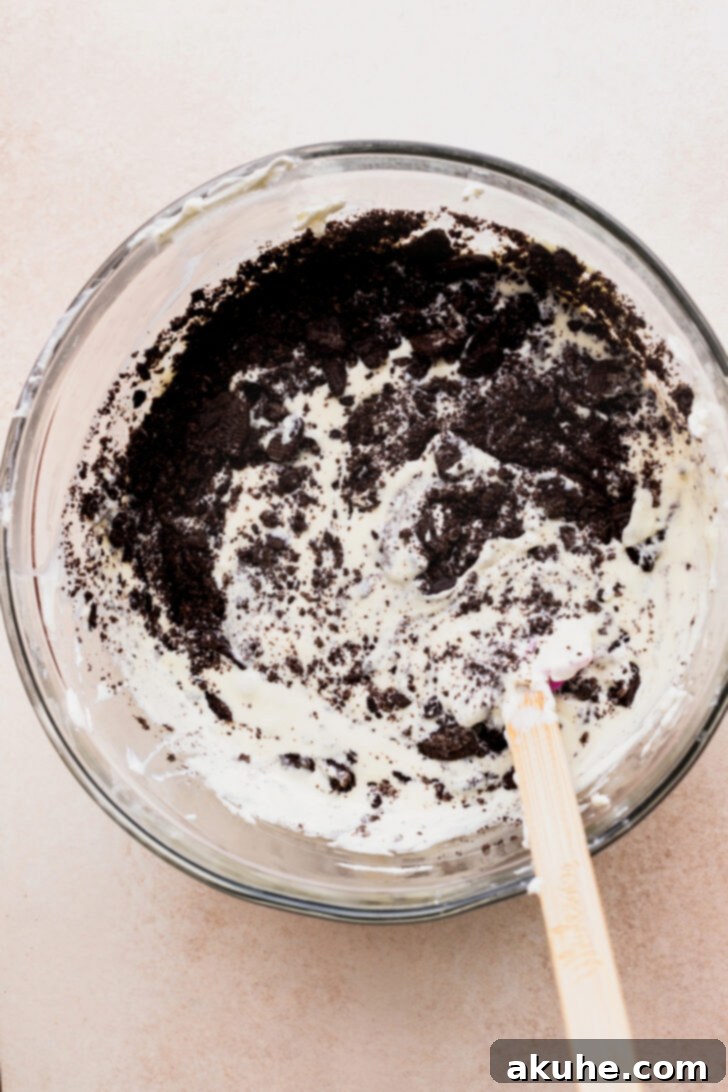 Ultimate Oreo Cheesecake 5 Cheesecake batter in a bowl.