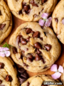 Golden Brown Butter Chocolate Chip Perfection 11 Top view of brown butter chocolate chip cookies.