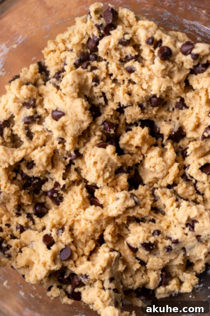 Golden Brown Butter Chocolate Chip Perfection 7 Cookie dough in a bowl.
