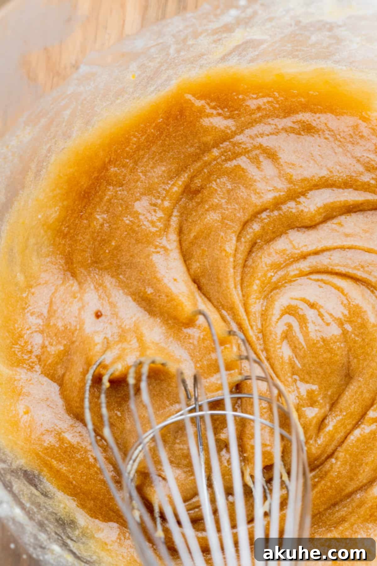 Southern Pecan Pie Cookies 4 Wet ingredients in a bowl, ready for the dry ingredients to be added.