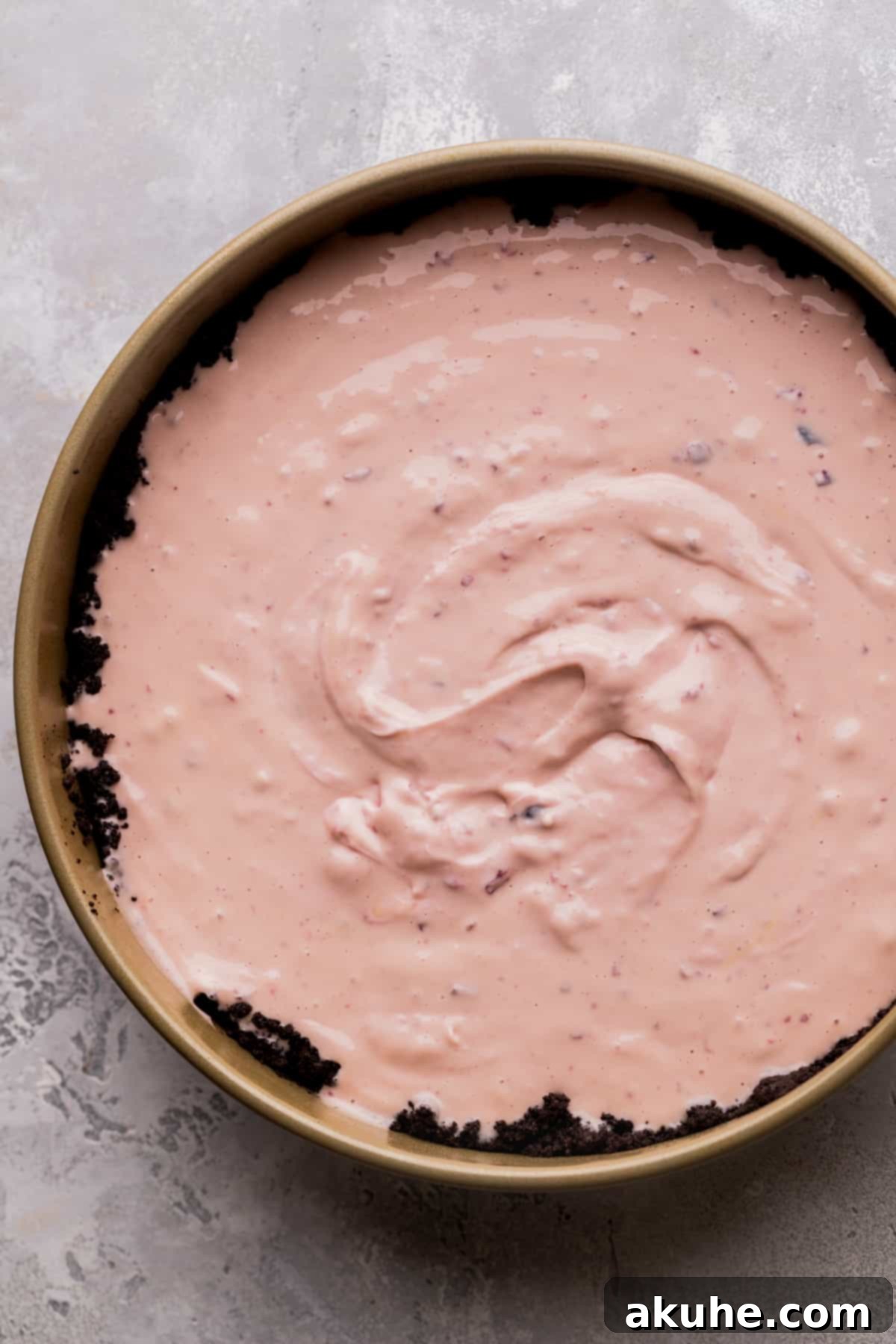 Decadent Cherry Cheesecake 7 Cheesecake batter in a springform pan.