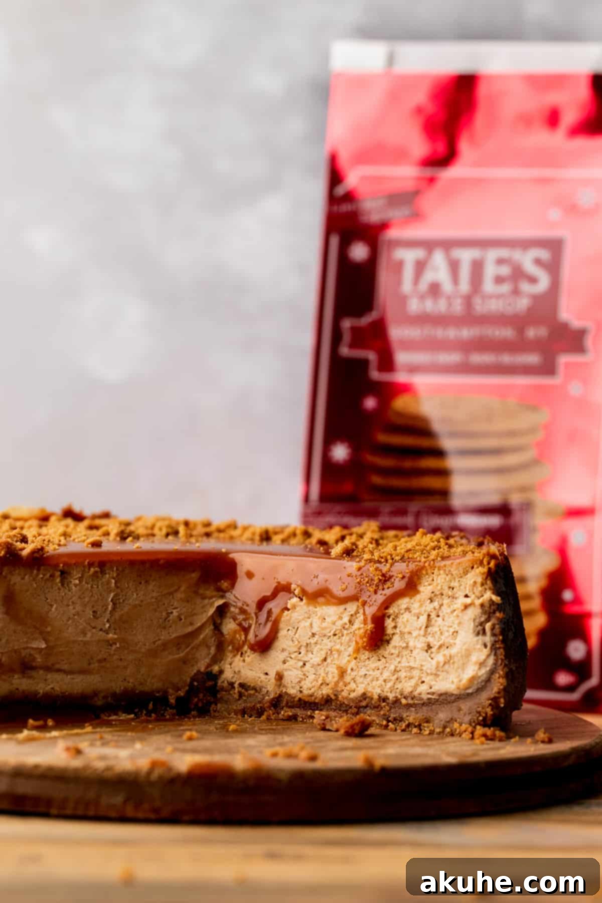 Gingerbread Dream Cheesecake 13 Side view of gingerbread cheesecake.