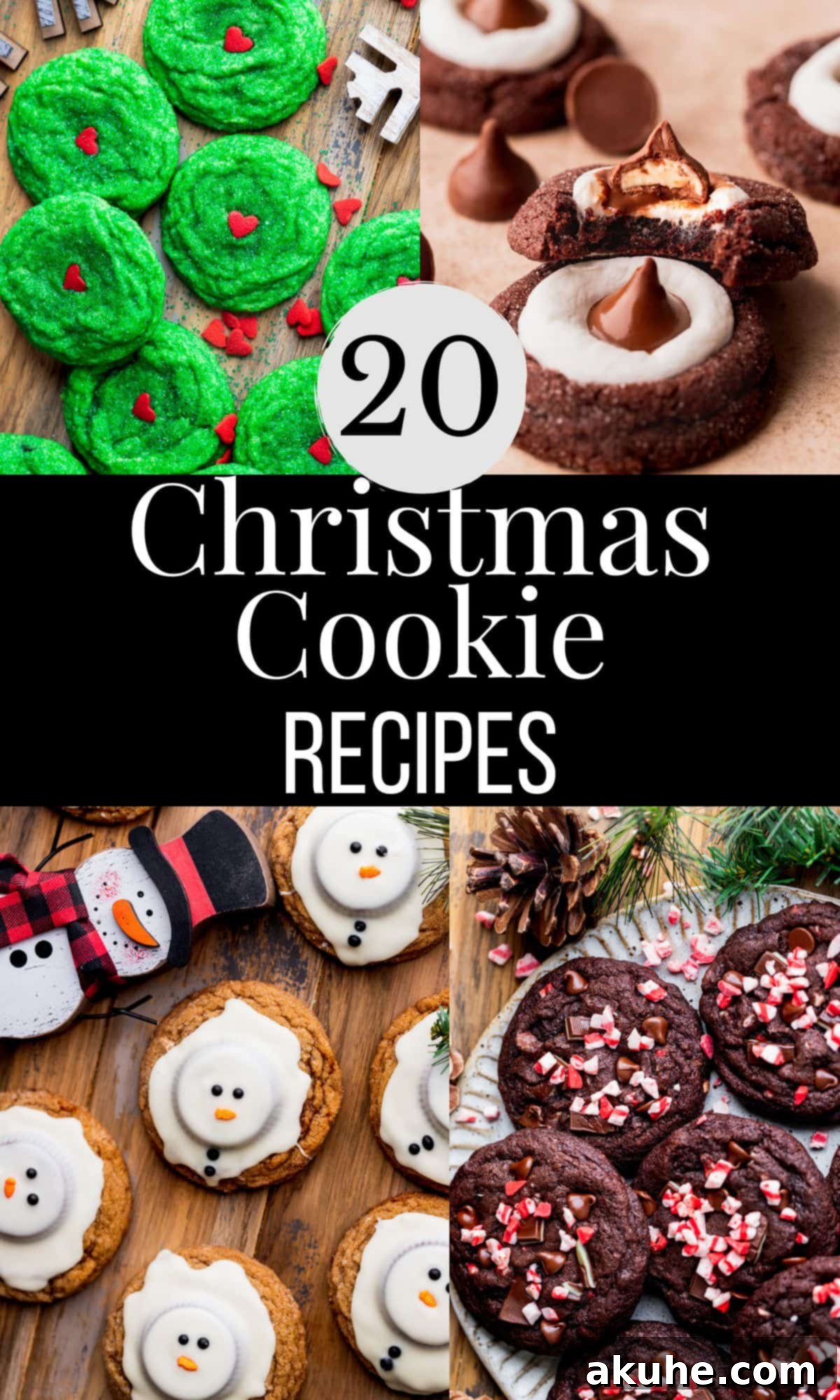 20 Must-Try Christmas Cookie Recipes 2 Assortment of festive Christmas cookies on a wooden board, showcasing a variety of shapes, colors, and decorations perfect for holiday baking.