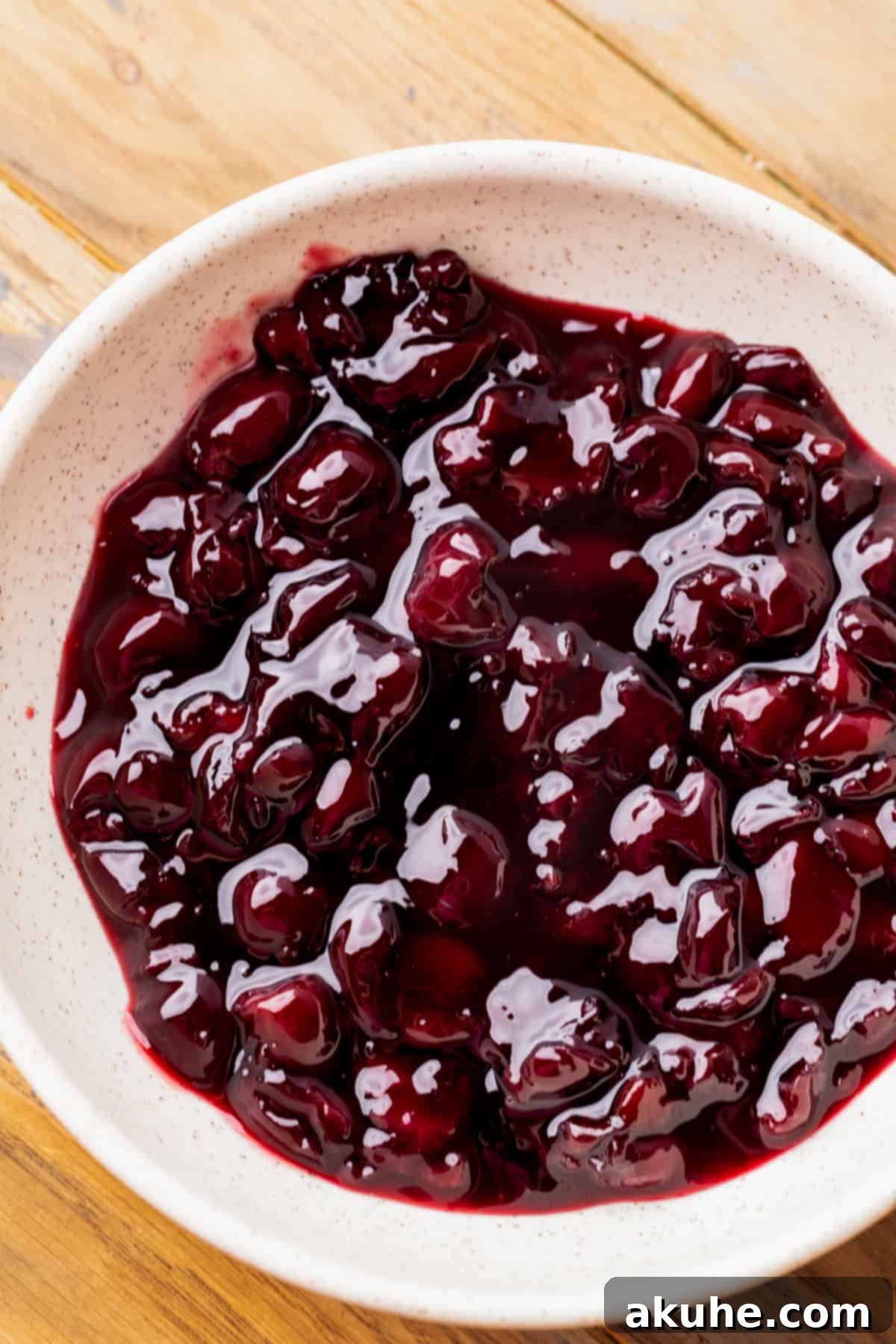 Decadent Chocolate Cherry Cookies 4 Homemade cherry pie topping cooling in a bowl.