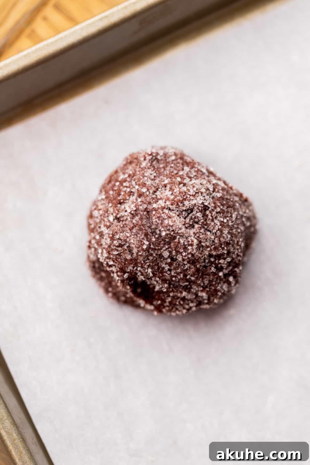 Decadent Chocolate Cherry Cookies 7 A chocolate cookie dough ball rolled in sparkling cane sugar.