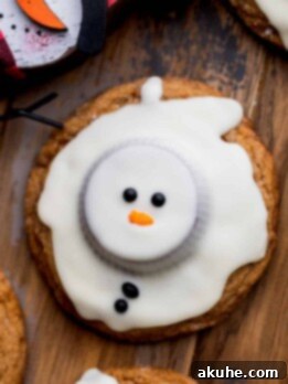 Close up of snowman cookies.