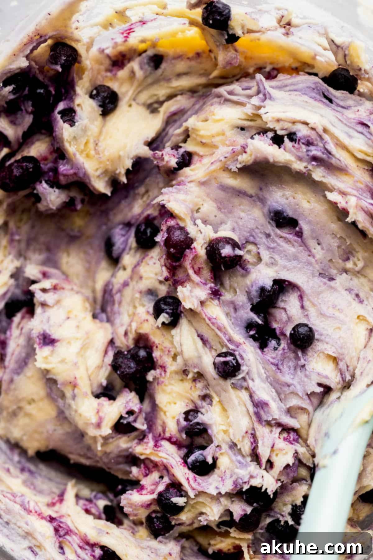 Morning Bliss Blueberry Coffee Cake 7 Coffee cake batter in a glass bowl.