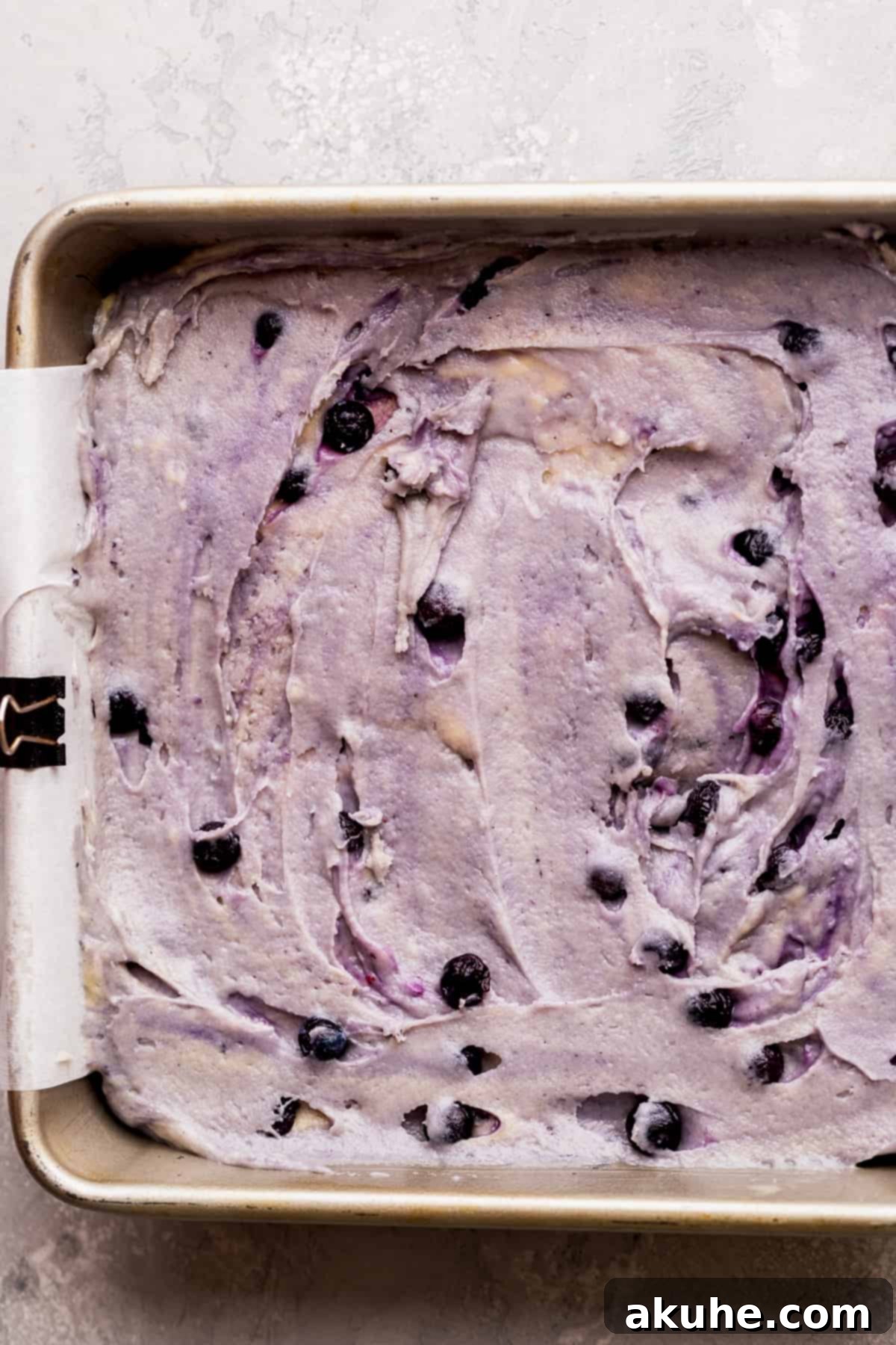 Morning Bliss Blueberry Coffee Cake 8 Batter in the pan.