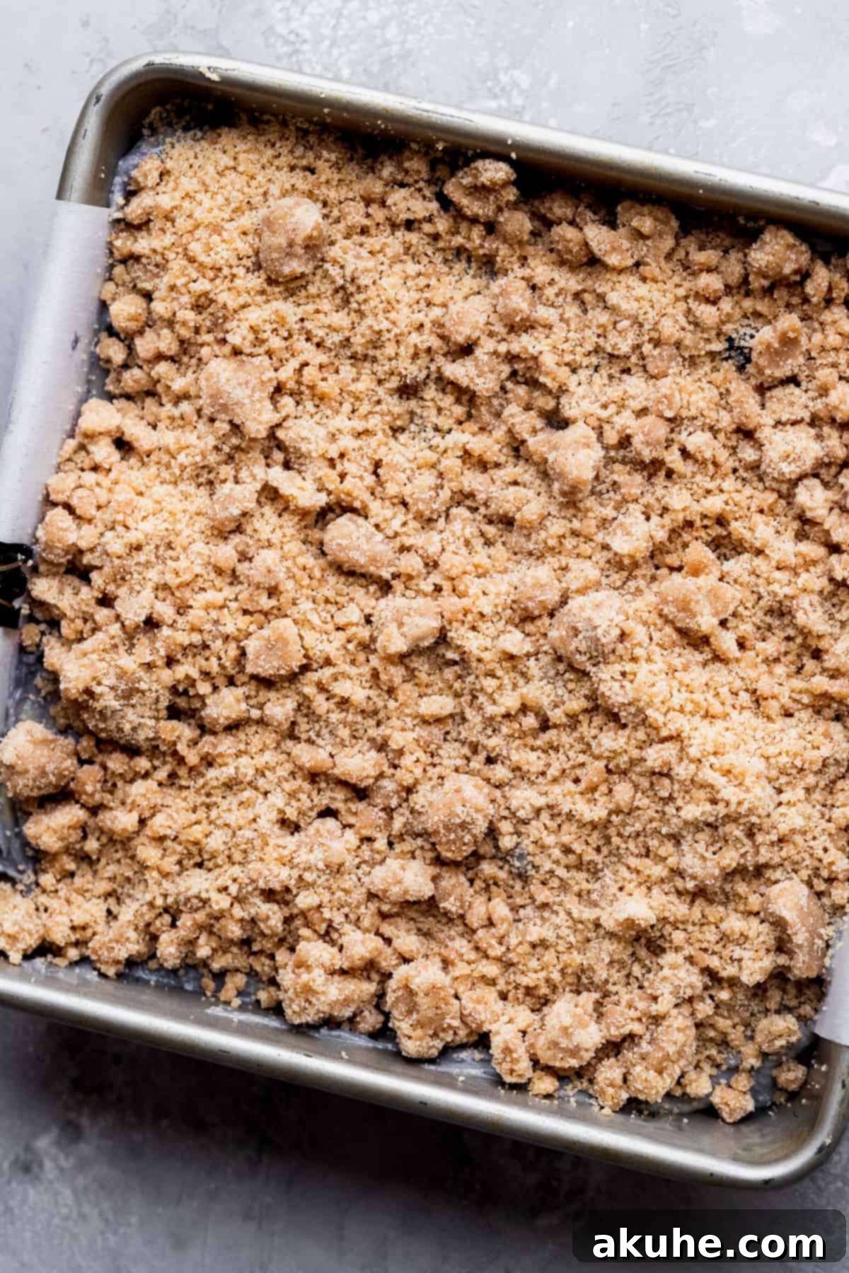 Morning Bliss Blueberry Coffee Cake 9 Crumble on top of batter.