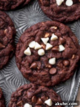 Decadent Double Chocolate White Chip Cookies 7 Tray of white chip double chocolate cookies.