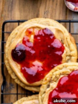 PB&J Cookies 13 Close up of peanut butter and jelly cookies.
