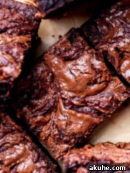 Decadent Nutella Brownies 11 Close up of Nutella brownies.