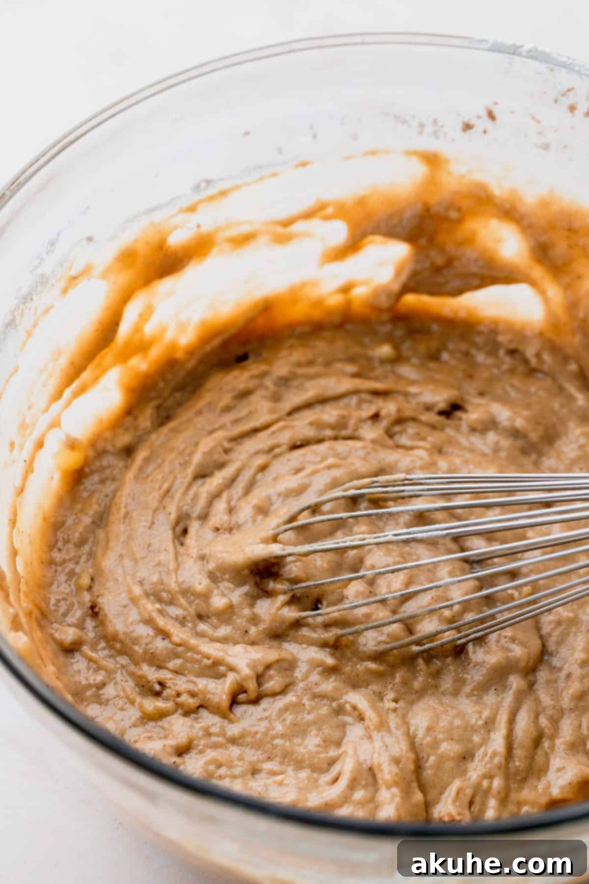 Cinnamon Swirl Chocolate Chip Banana Bread 5 Dry ingredients gently folded into the wet banana mixture.