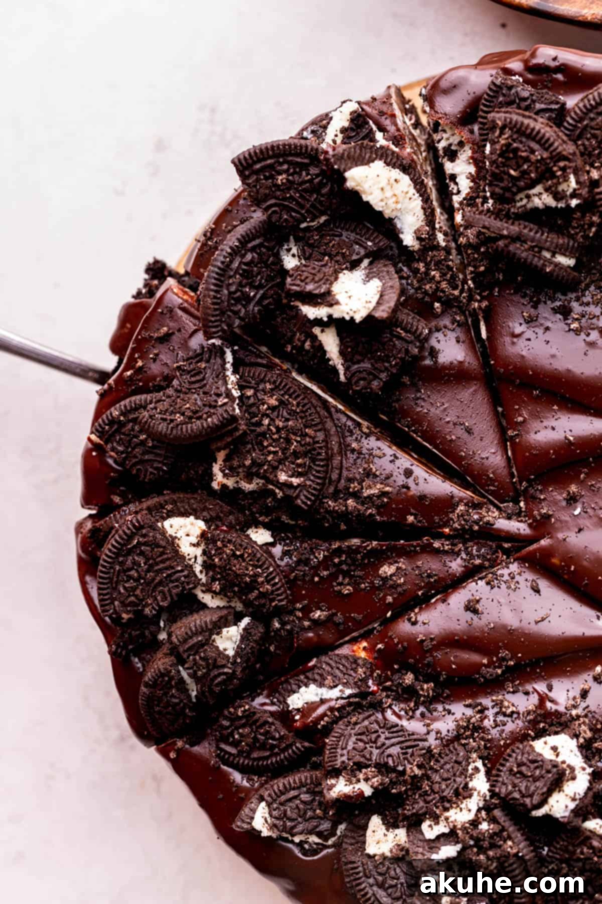 Top view of cheesecake with 3 slices