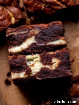 Decadent Cheesecake Brownies 13 Top view of cheesecake brownies.