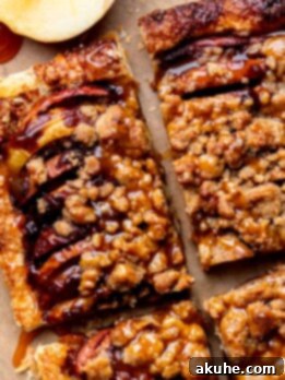 Golden Apple Puff Tart 11 Top view of puff pastry apple tart.