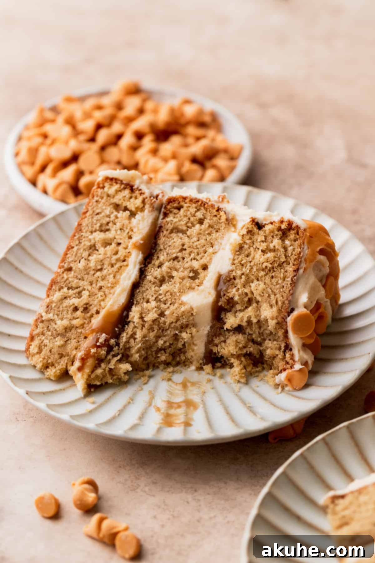 Rich Butterscotch Bliss 14 Butterscotch cake slice on a plate.