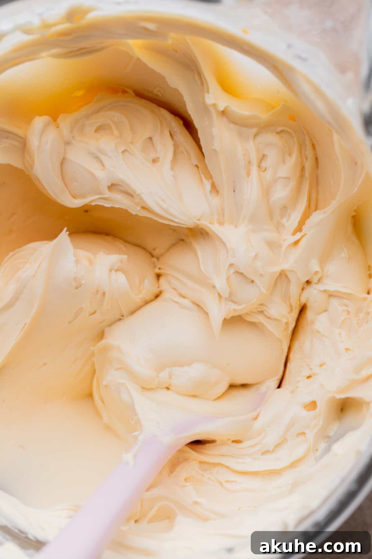 Rich Butterscotch Bliss 8 Frosting in a glass bowl.