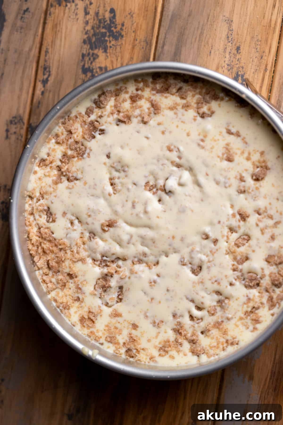 Spiced Apple Cider Cheesecake 8 Cinnamon filling swirled into cheesecake batter.