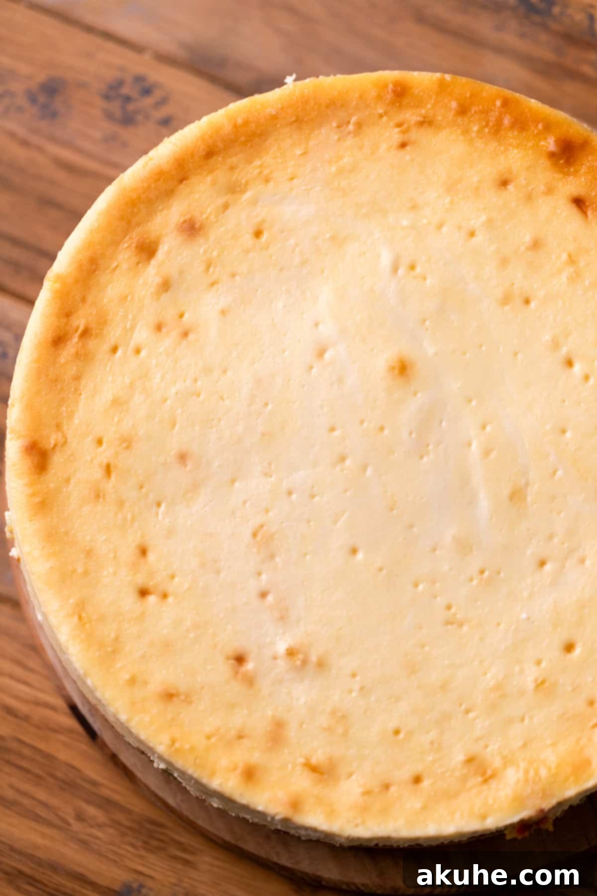 Sugar Cookie Dream Cheesecake 10 A beautifully golden-baked sugar cookie cheesecake, fresh from the oven, resting on a serving platter.