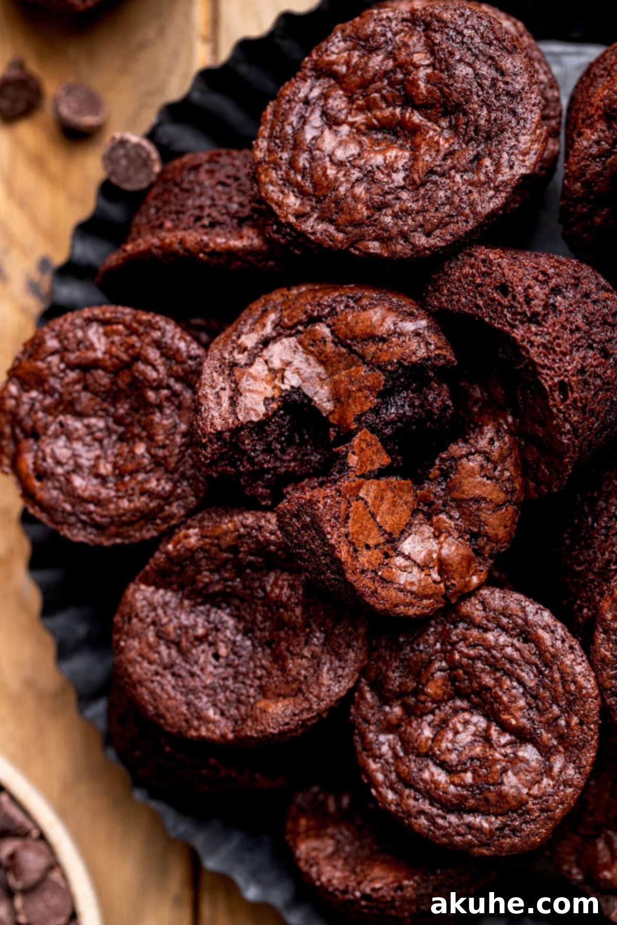 Bite-Sized Brownies 7 One brownie split in half.