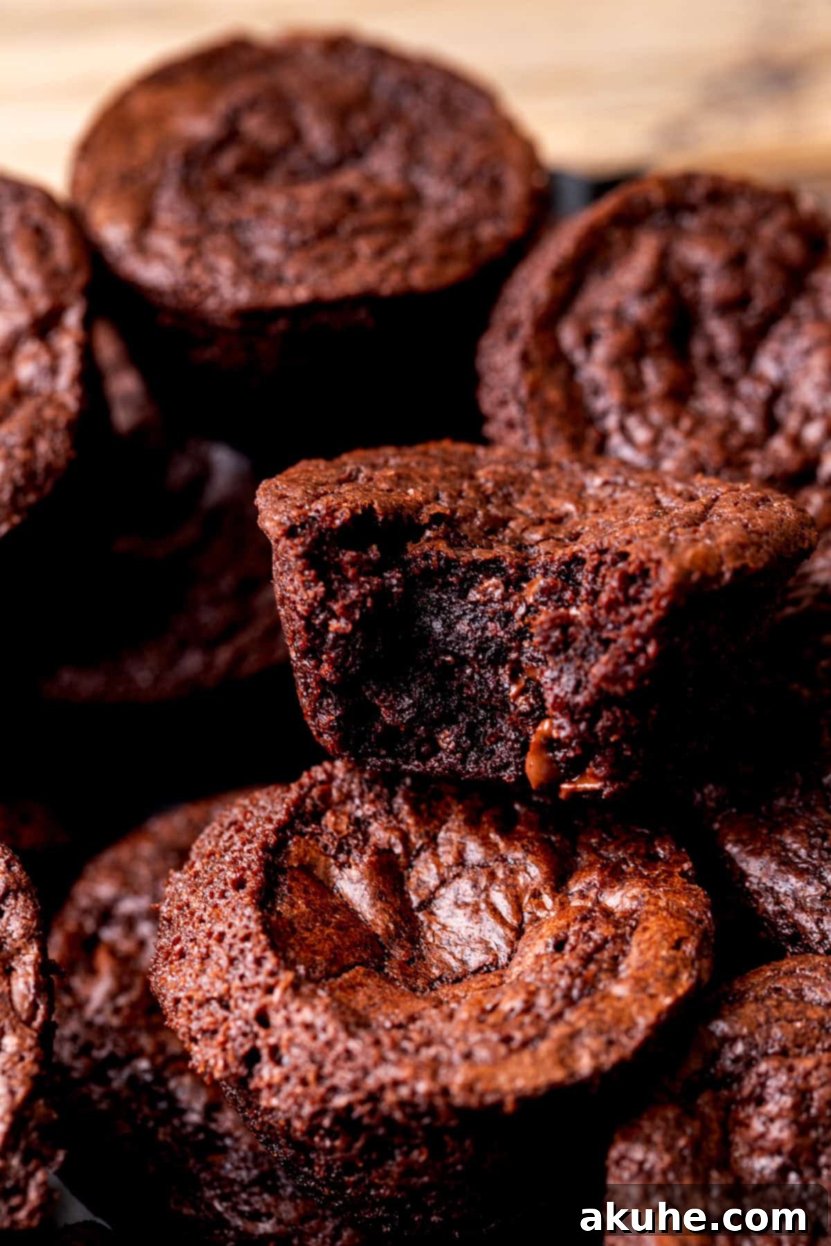 Bite-Sized Brownies 8 Close up of a brownie bite.