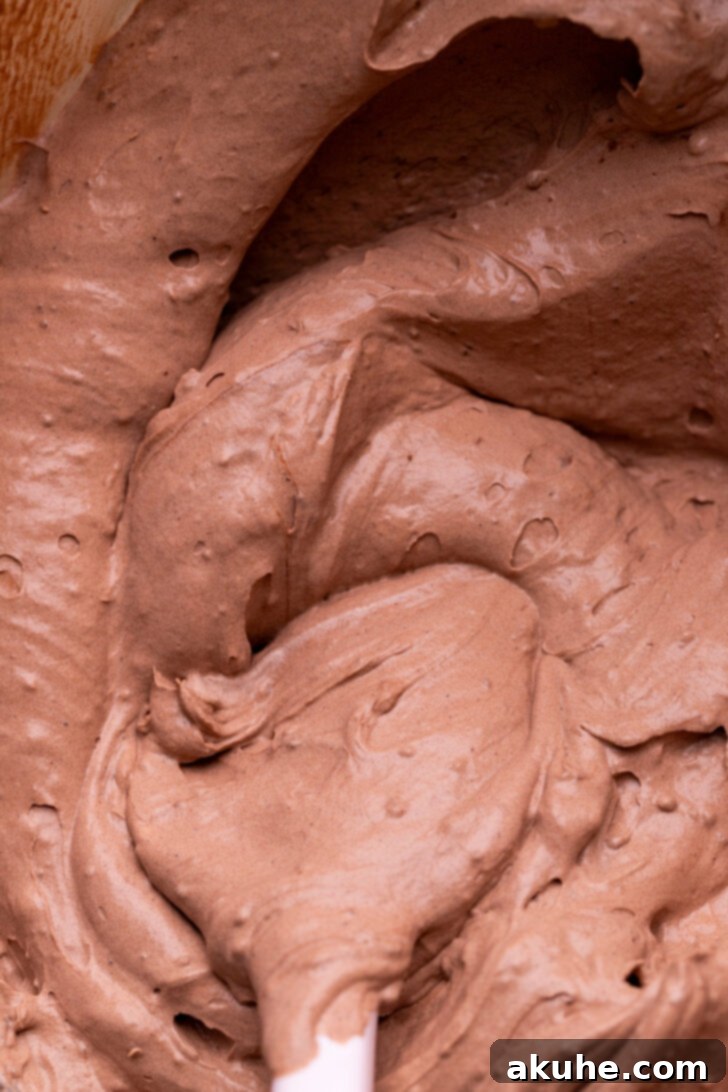 Decadent Chocolate Mousse Dream 7 Chocolate mousse in a bowl after whipped cream has been folded in.