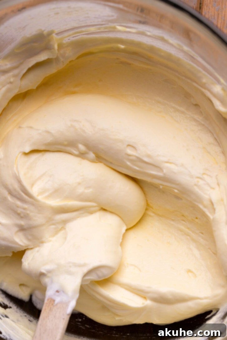 Southern Banana Pudding Cheesecake 9 Whipped vanilla pudding in a bowl, ready to be spread.