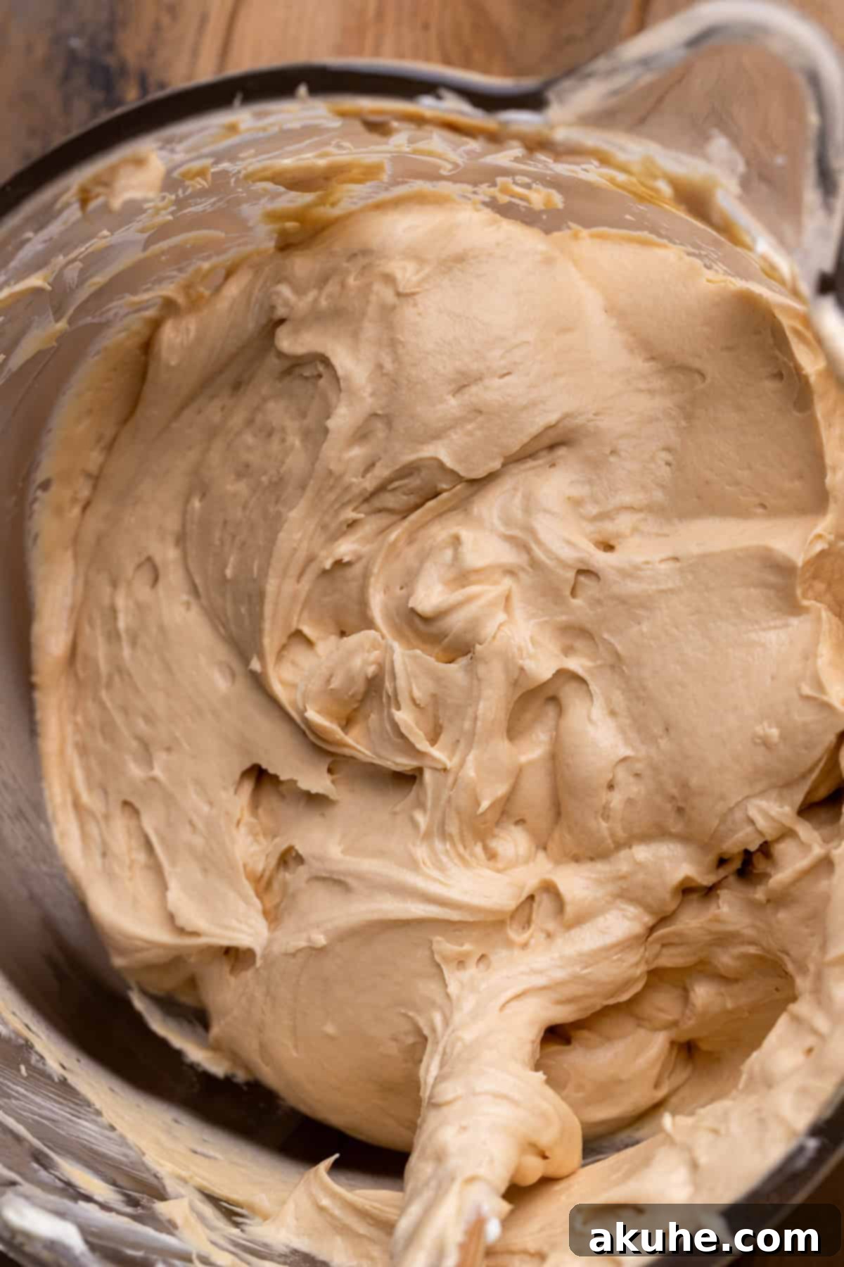 Decadent No-Bake Biscoff Cheesecake 6 Biscoff cheesecake batter in a glass bowl.