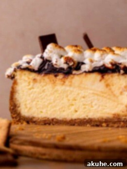S'mores cheesecake open on a platter.