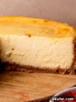 Side view of new york style cheesecake.