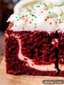 Festive Red Velvet Cake 11 Side view of red velvet Christmas cake.