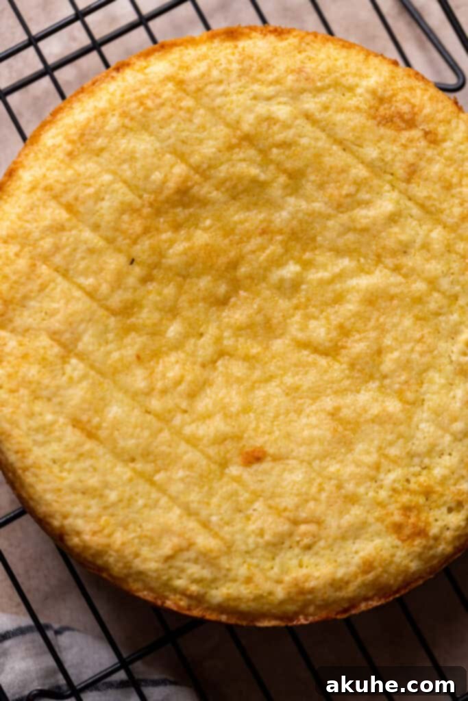 Freshly baked lemon cake cooling on a wire rack.