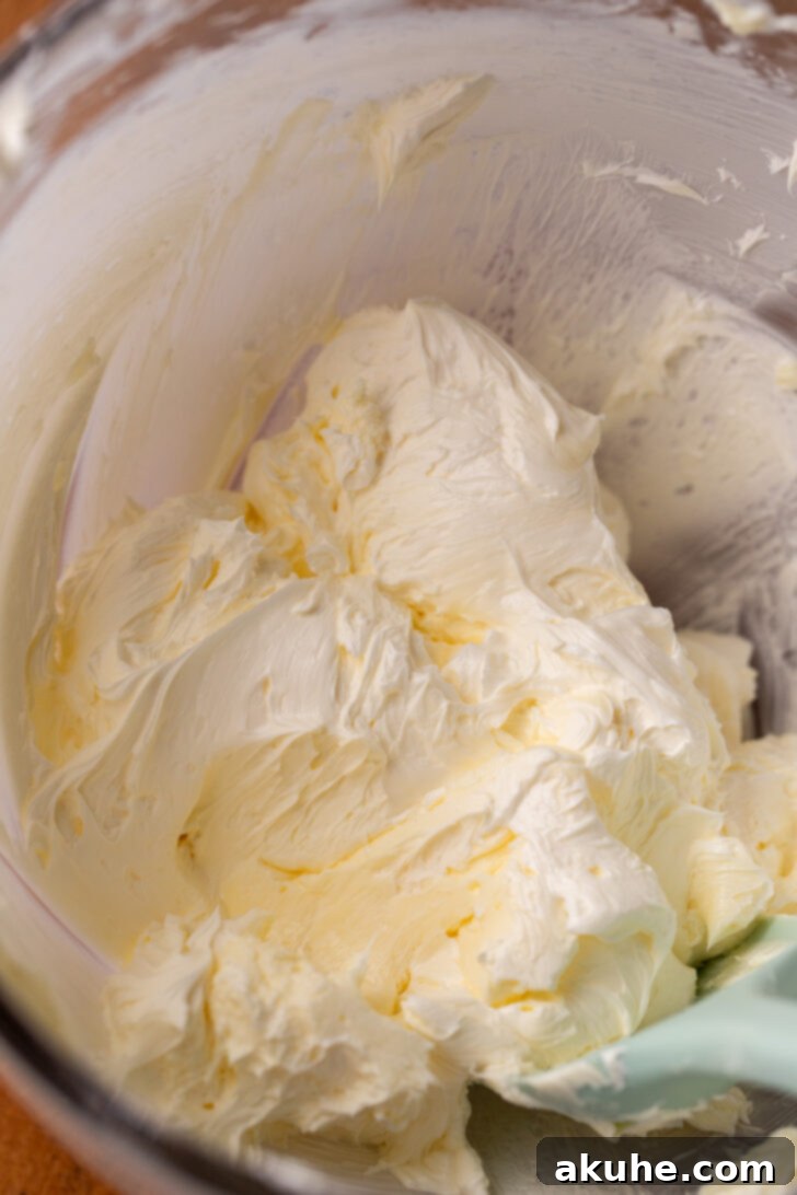 Luscious Chocolate Cream Cheese Frosting 4 Whipped butter in a bowl.