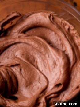 Luscious Chocolate Cream Cheese Frosting 8 Side view of chocolate cream cheese frosting.