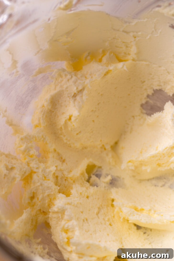 Velvety Blueberry Buttercream 4 Butter and cream cheese in a bowl, ready to be beaten.