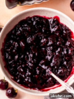 Homemade Cherry Pie Filling 8 Homemade Cherry Pie Filling in a bowl, ready for use in various desserts.