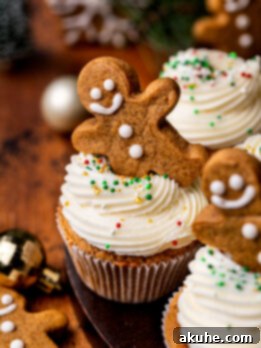 Warm Gingerbread Delights 10 Close up of a gingerbread cupcake, perfectly spiced and frosted.