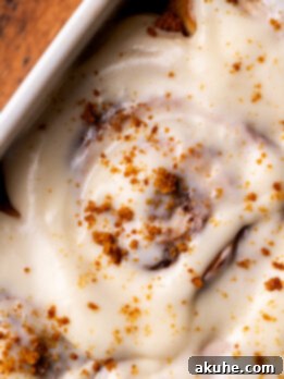 Festive Eggnog Swirls 11 Top view of eggnog cinnamon rolls.