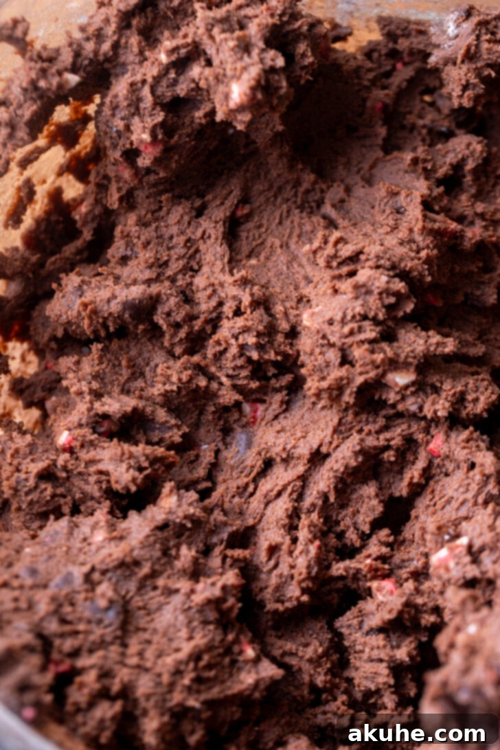 Peppermint Chocolate Swirl Cookies 4 Cookie dough in a bowl, ready for baking.