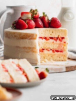 Elegantly Undressed Strawberry Cake 10 Cut open strawberry semi-naked cake