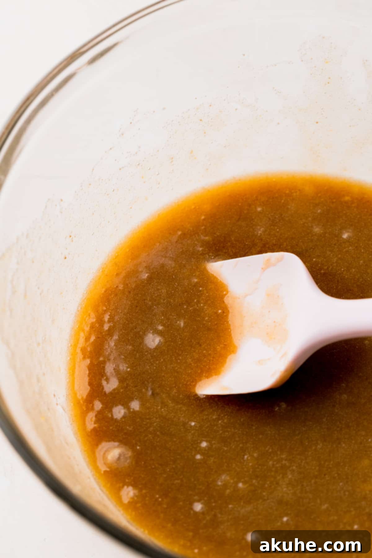 Wet ingredients in a bowl, before dry ingredients are added.