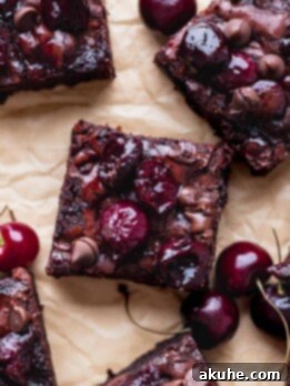 Deep-Roasted Cherry Chocolate Brownies 10 Top view of cherry brownies